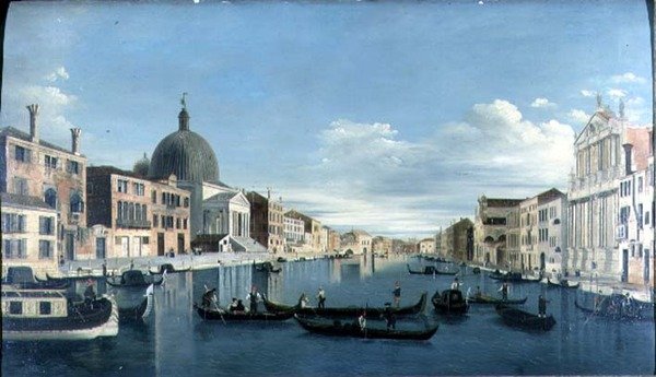 A Canal Grande, Velence San Simeon Piccolóval alkotó: Francesco (circle of) Tironi