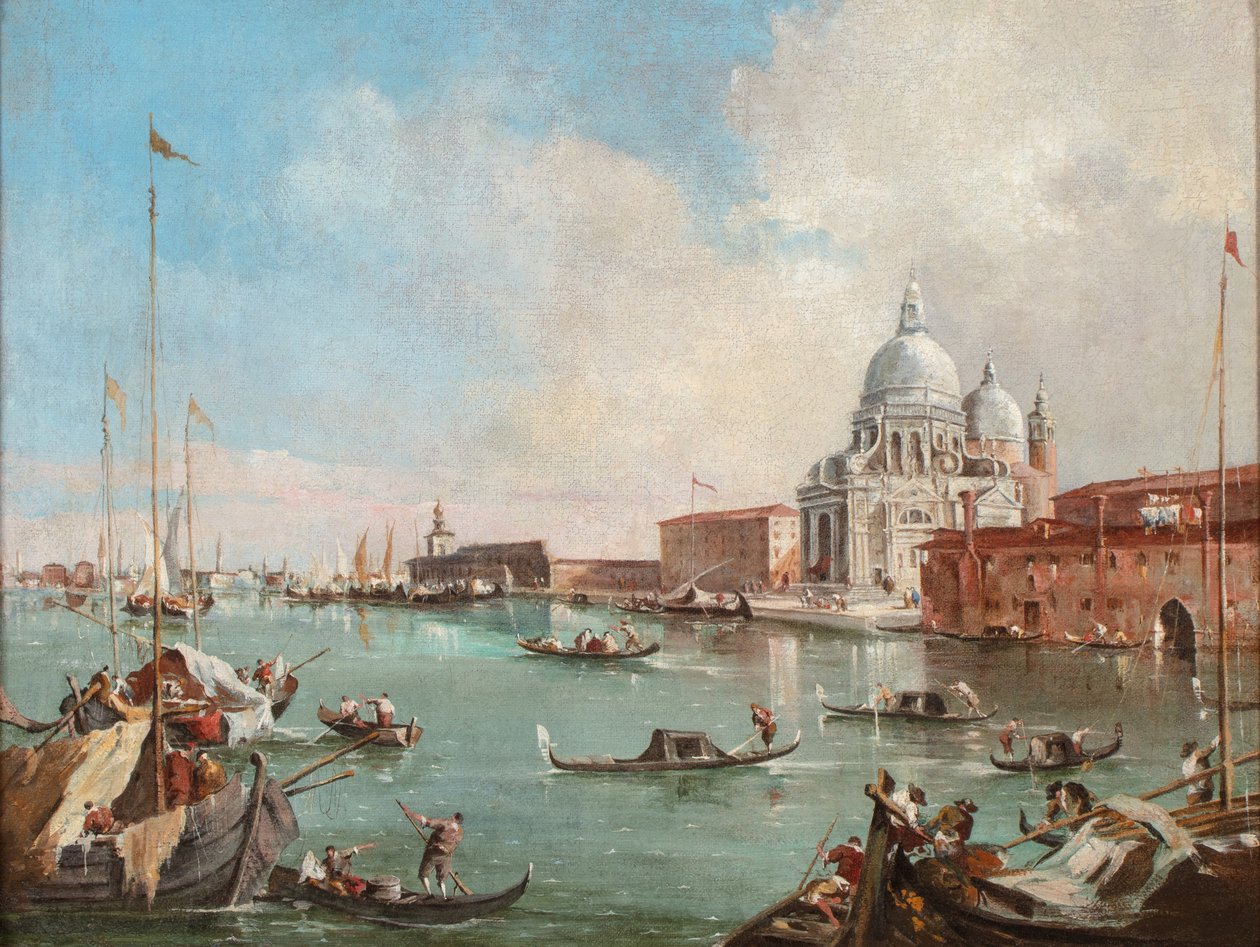 A Canal Grande a Santa Maria Della Salute és a Dogana kilátásával, 1800-50 körül (olaj, vászon) alkotó: Francesco (follower of) Guardi