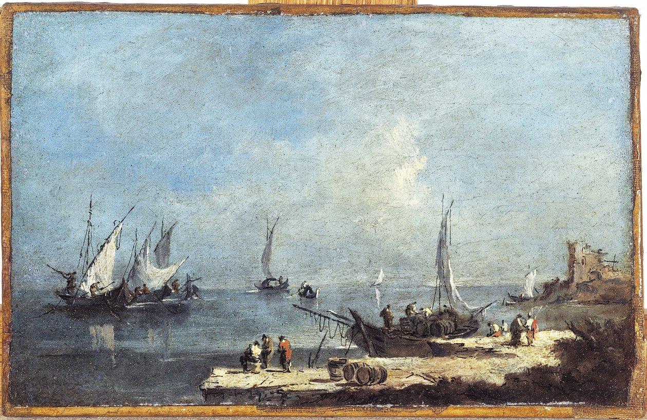 A lagúnán lévő kikötő látképe alkotó: Francesco (school of) Guardi