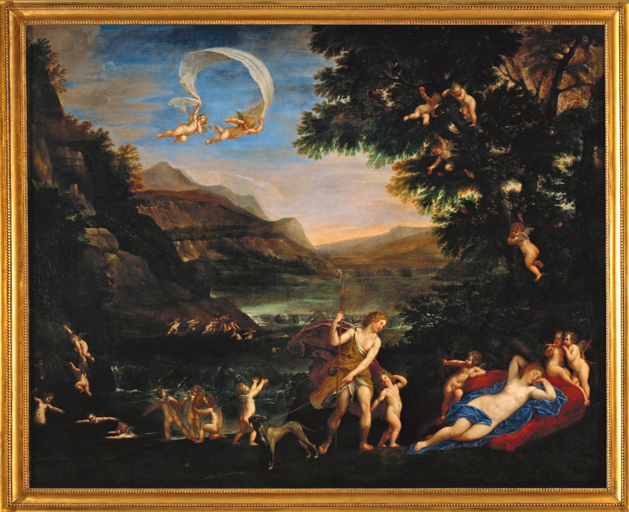 Adonis conduit pres de Venus par les Amours - a szerelem istenei vezetik Adonist Vénusz felé ... alkotó: Francesco Albani