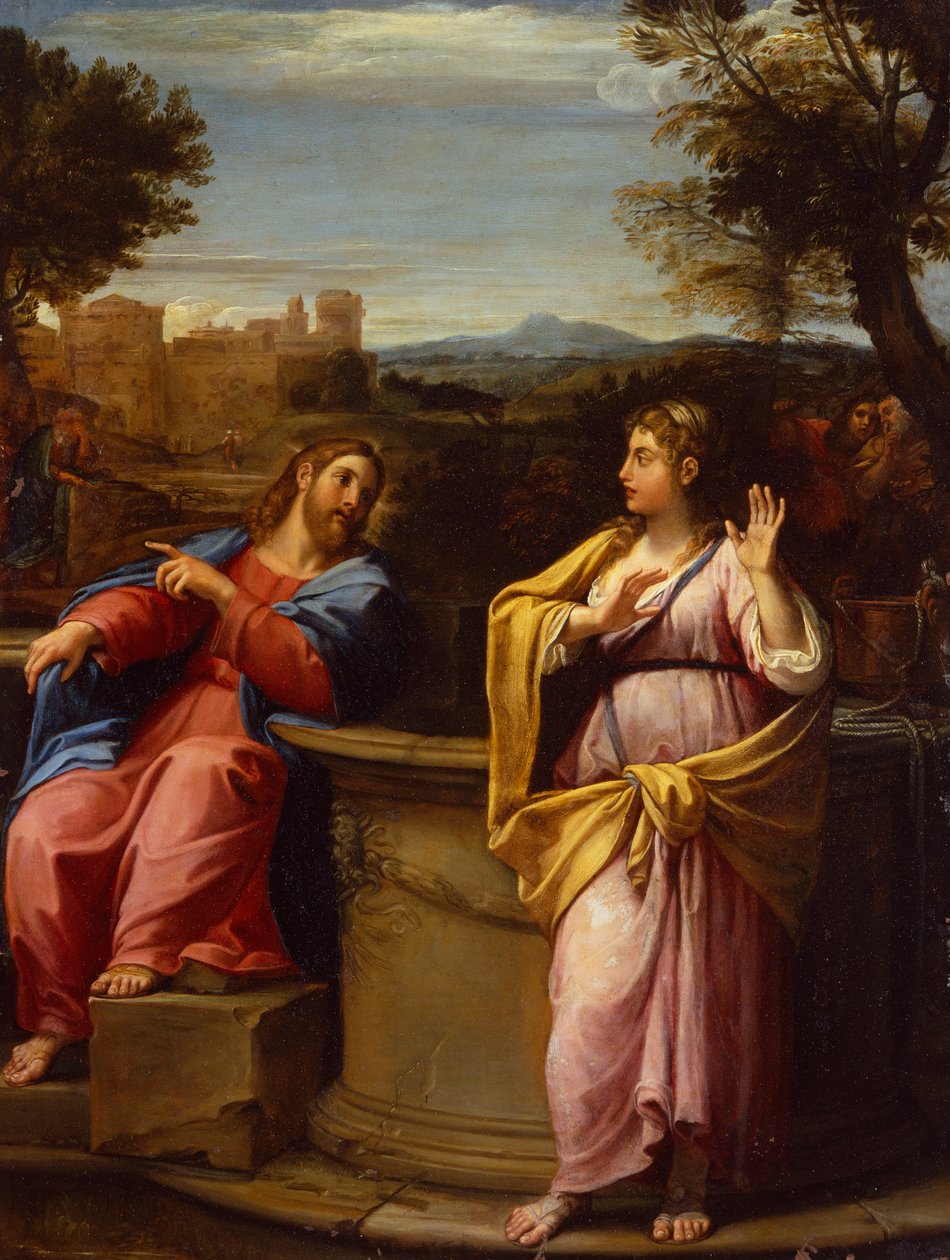 Krisztus és a szamáriai asszony a kútnál (olaj) alkotó: Francesco Albani