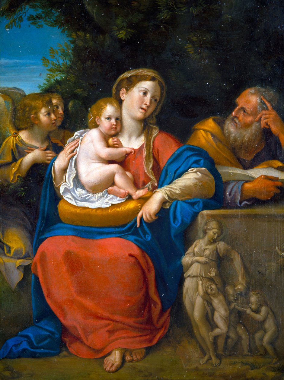 A Szent Család (olaj, fém) alkotó: Francesco Albani