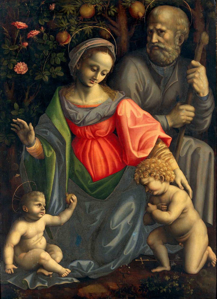 A Szent Család Keresztelő Szent Jánossal, kb. 1535-1540. alkotó: Francesco Bacchiacca