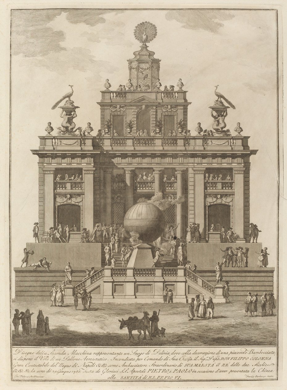 Örömteli hely léggömbbel, a kínai fesztiválra, 1785. alkotó: Francesco Barbazza