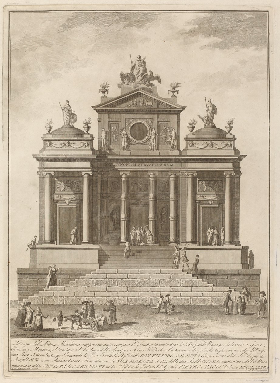 Jupiternek, Junónak és Minervának szentelt templom a chineai fesztivál alkalmából, 1785. alkotó: Francesco Barbazza