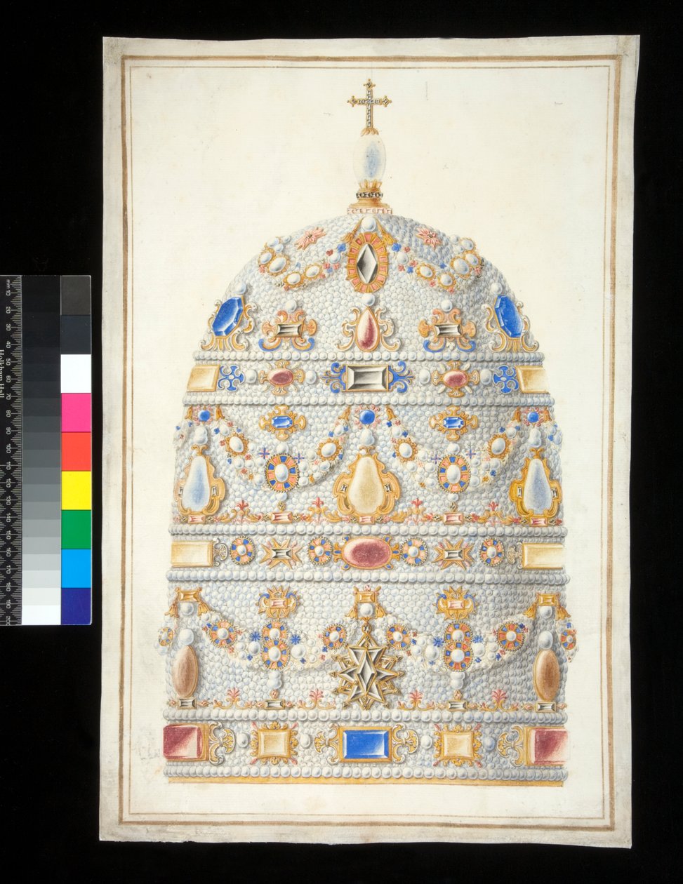 Pápai tiara (akvarell) alkotó: Francesco Bartoli