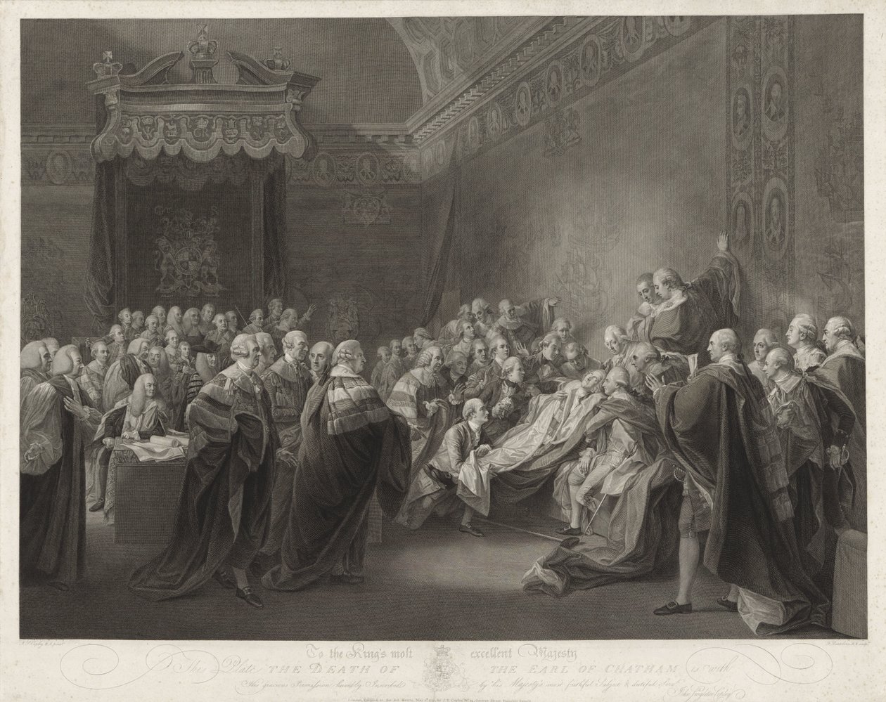 Dood van de Graaf van Chatham Chatham grófjának halála (cím a tárgyon) alkotó: Francesco Bartolozzi