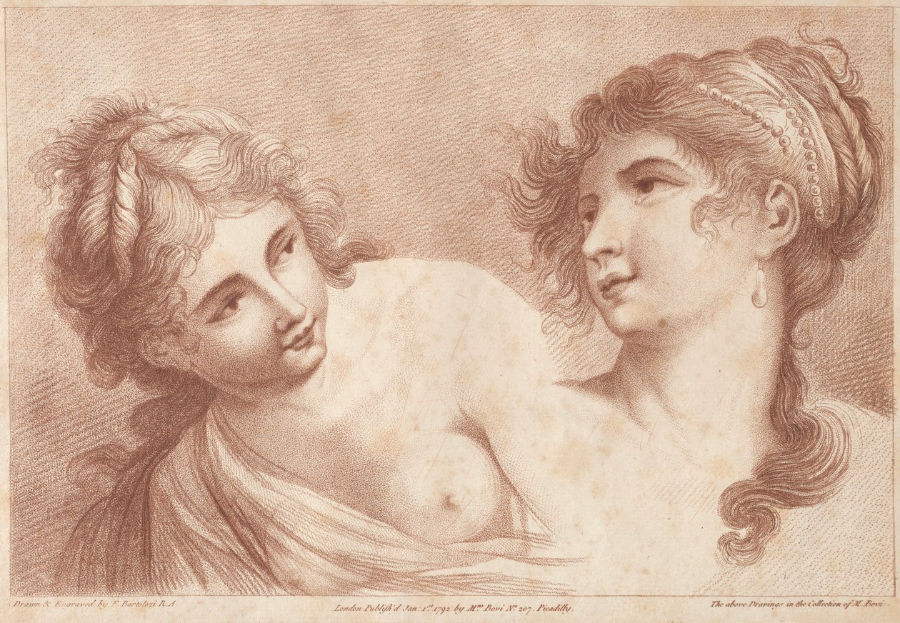 Két nő feje, 1792. alkotó: Francesco Bartolozzi