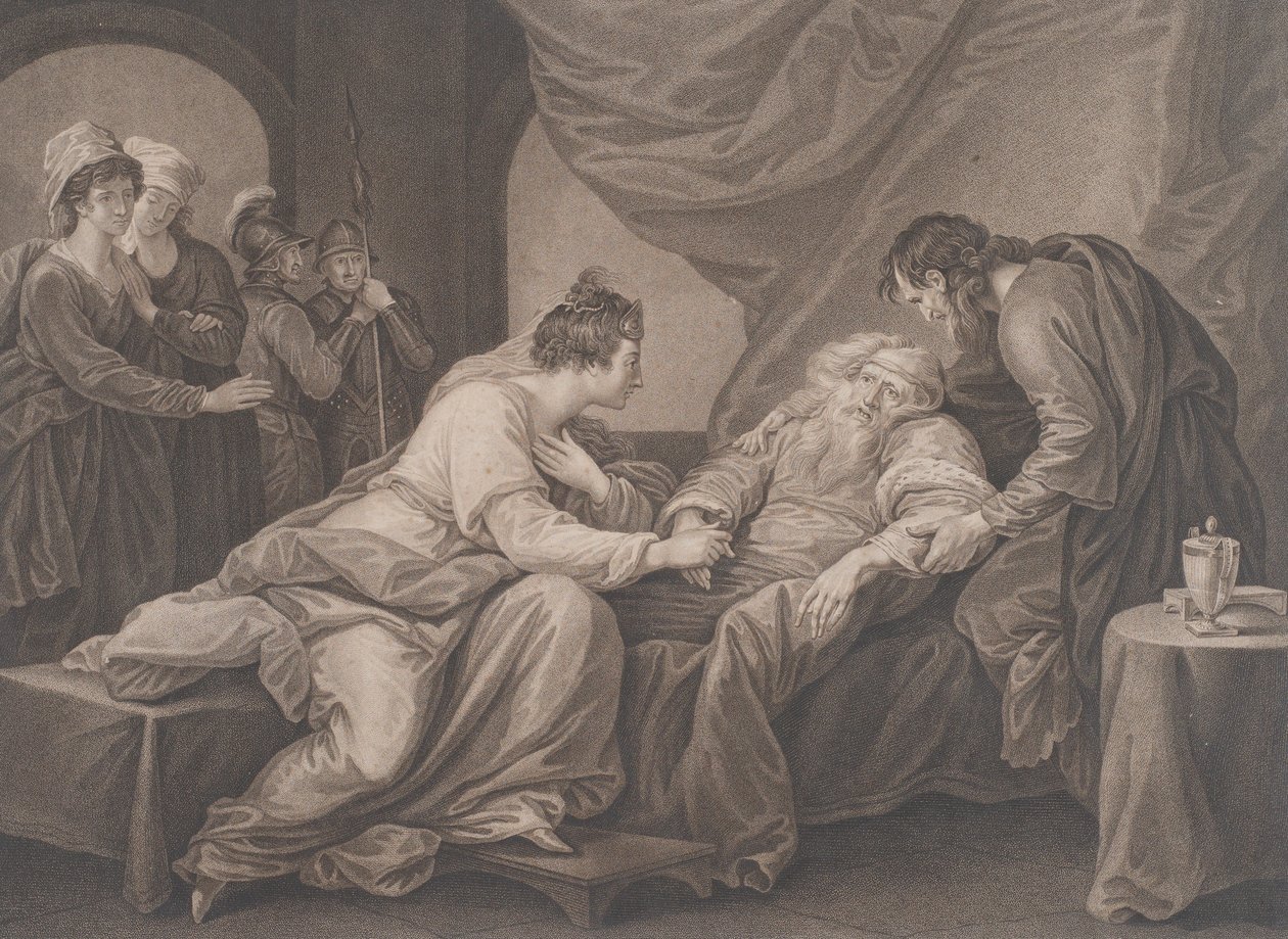 Lear király és Cordelia Shakespeare, Lear király, 4. felvonás, 7. jelenet, kb. 1783. alkotó: Francesco Bartolozzi