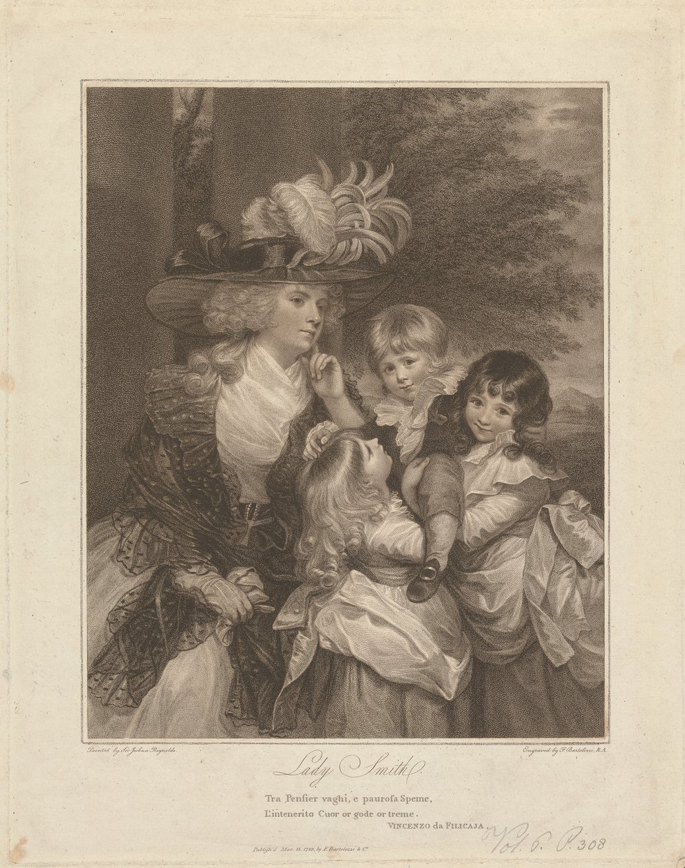 Lady Charlotte Smith és gyermekei; George Henry, Louisa és Charlotte alkotó: Francesco Bartolozzi