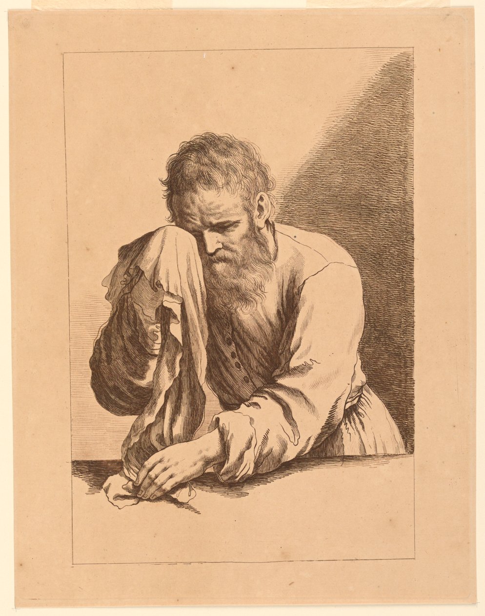 Öreg sír, Guercino rajza után alkotó: Francesco Bartolozzi