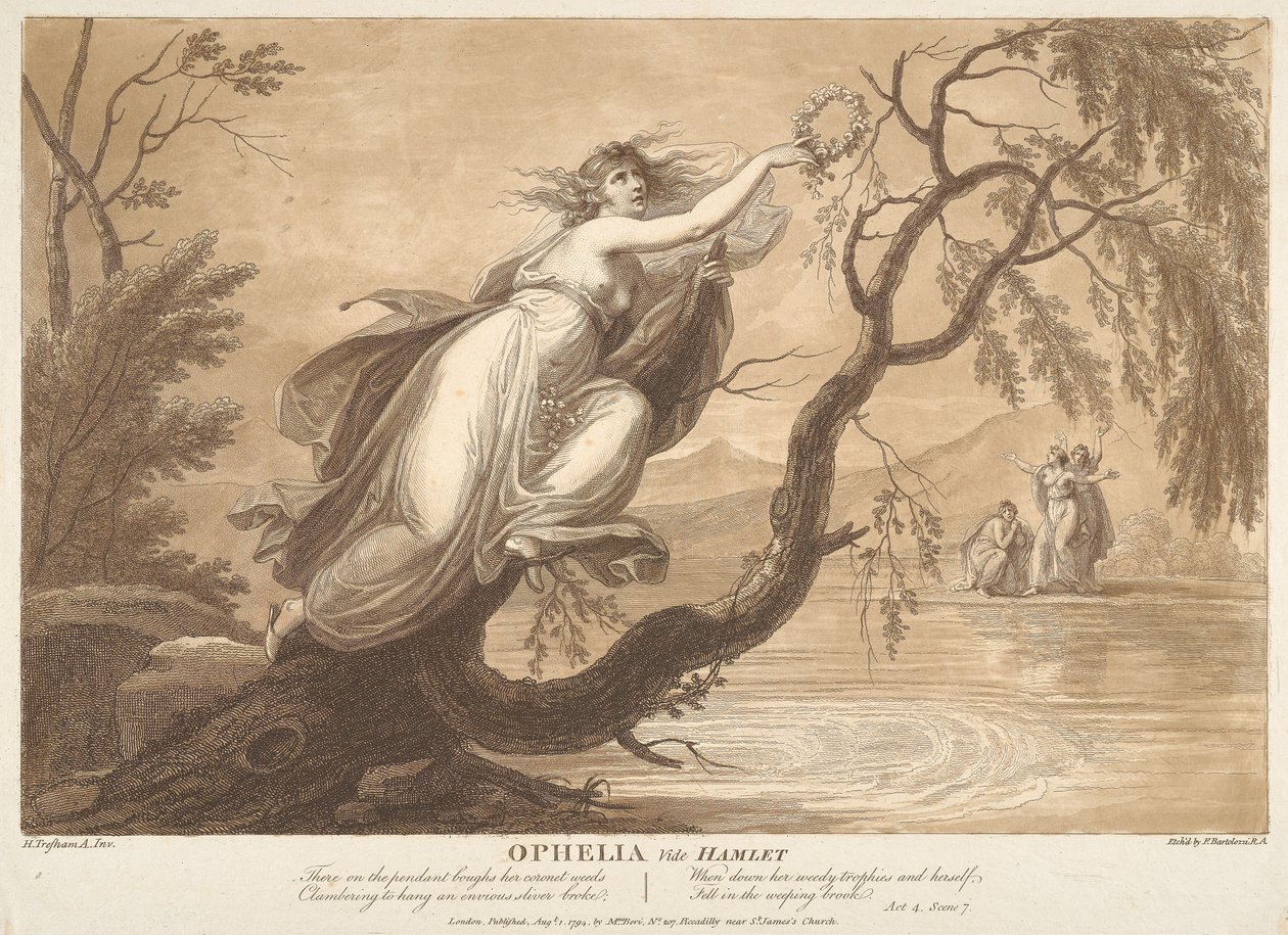 Ophelia, lásd Hamlet, 4. felvonás, VII. jelenet alkotó: Francesco Bartolozzi