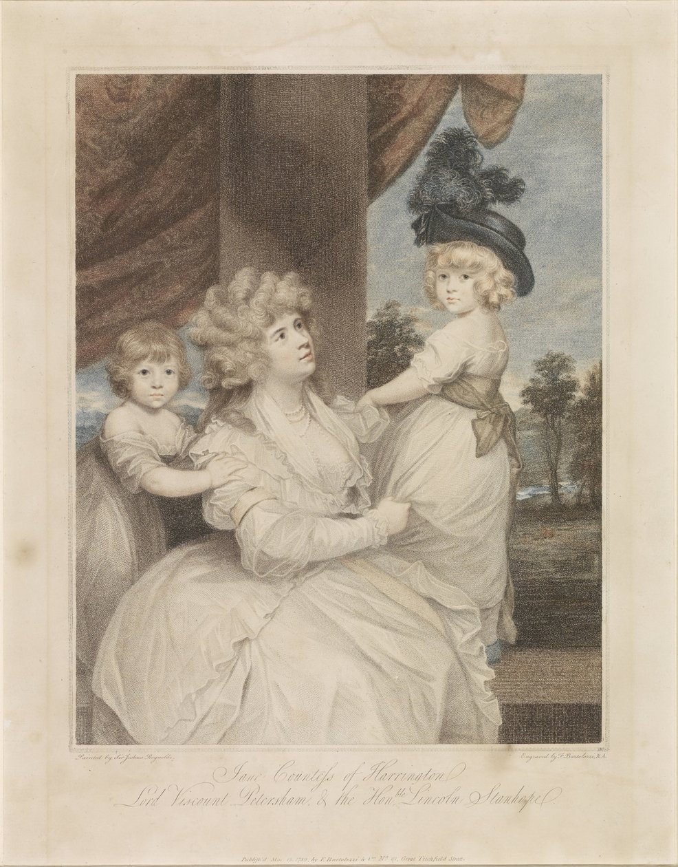 Jane Stanhope portréja két gyermekével alkotó: Francesco Bartolozzi