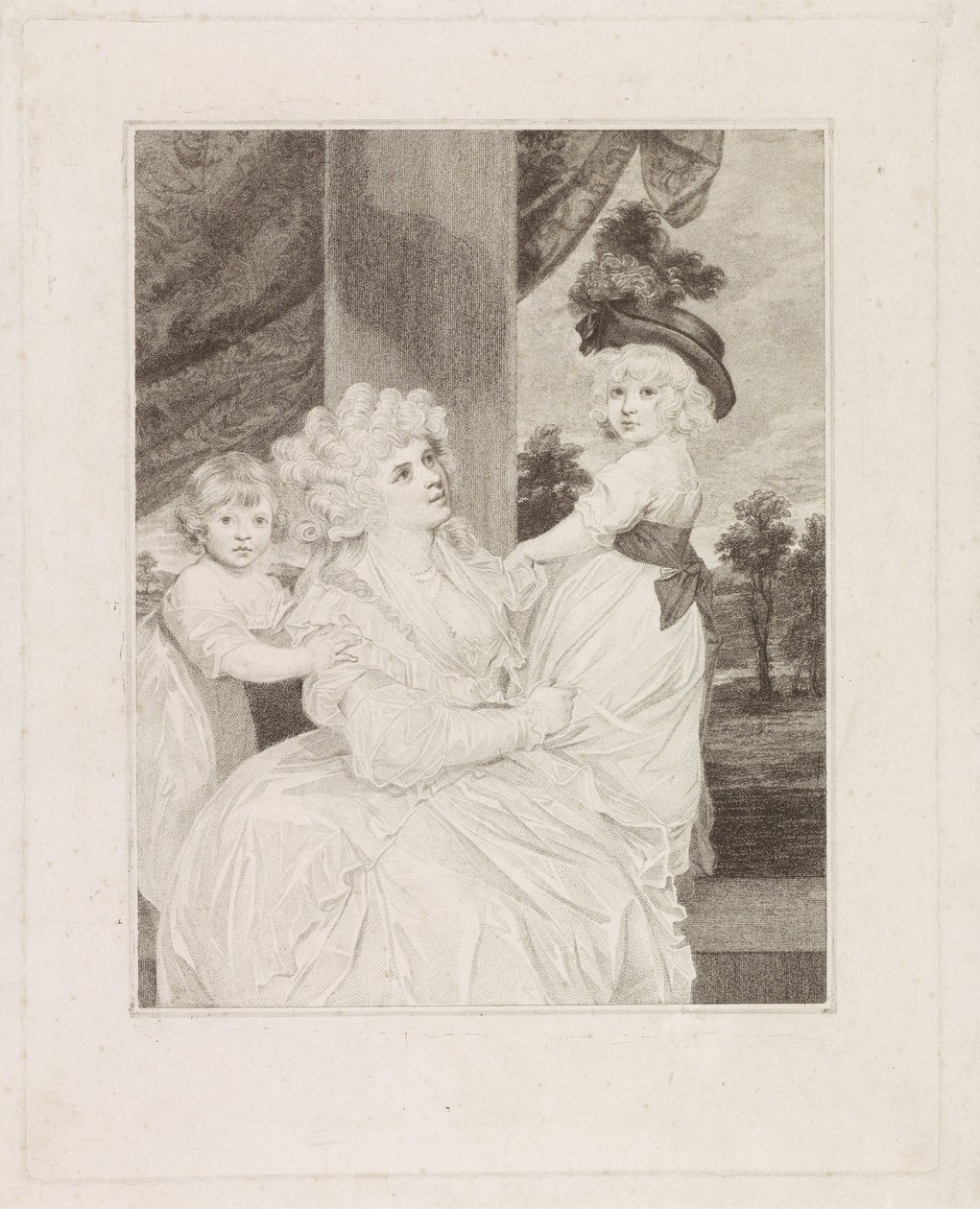 Jane Stanhope portréja két gyermekével alkotó: Francesco Bartolozzi