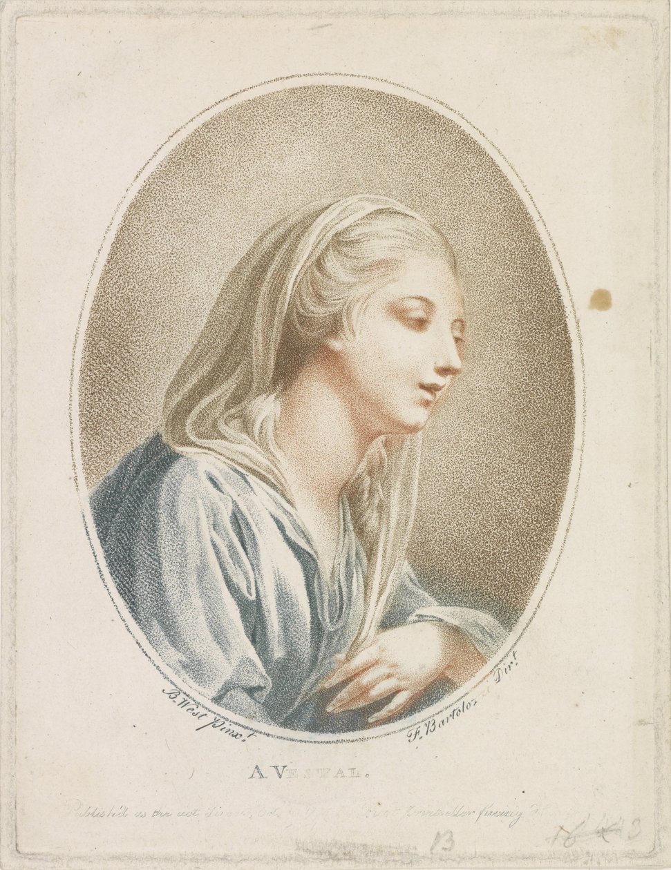Egy nő portréja Vestal (cím a tárgyon) alkotó: Francesco Bartolozzi