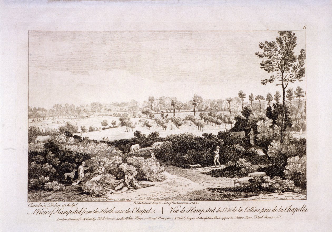 Kilátás a Hampstead Heath-re, Hampstead, London, 1752. alkotó: Francesco Bartolozzi