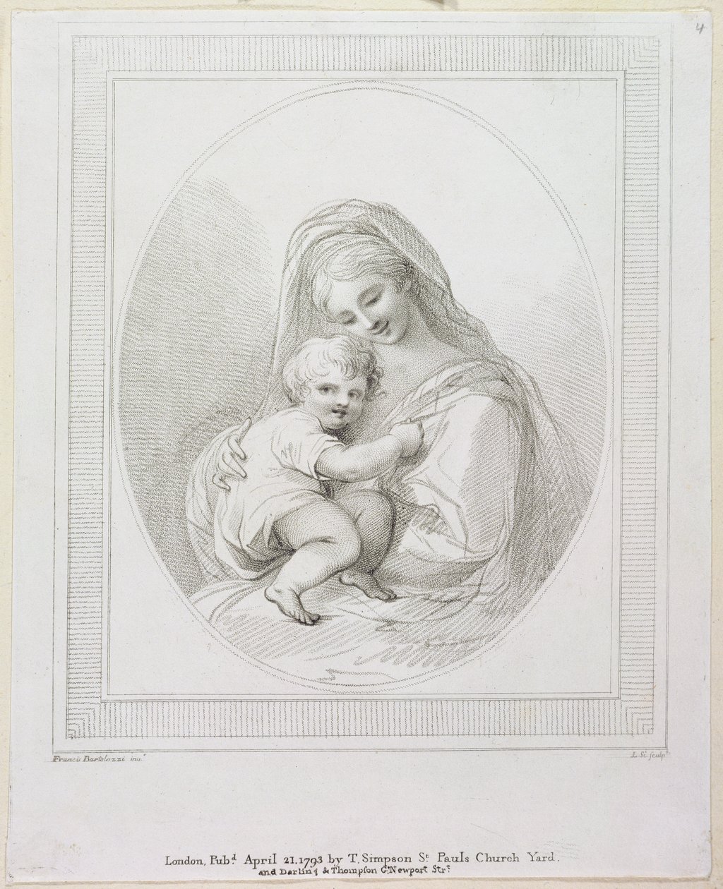 Szűz és gyermek, vésette Luigi Schiavonetti (1765-1810) 1793 (metszet) alkotó: Francesco Bartolozzi