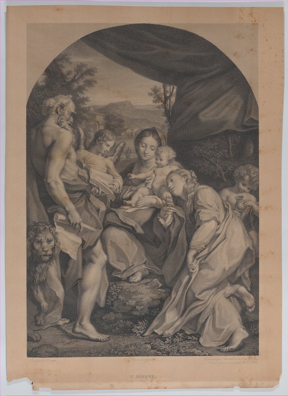 Szűz és gyermek Szent Jeromossal balra, 1822 alkotó: Francesco Bartolozzi