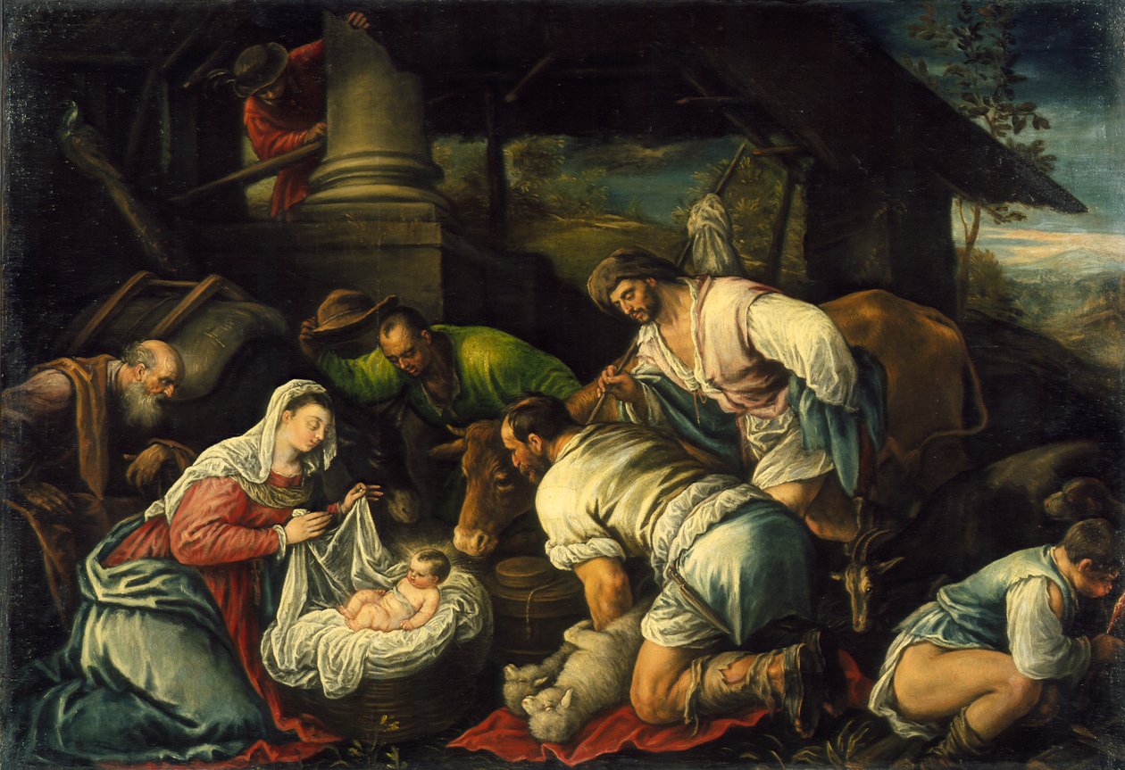 A Pásztorok imádása, 1585-1590 körül alkotó: Francesco Bassano