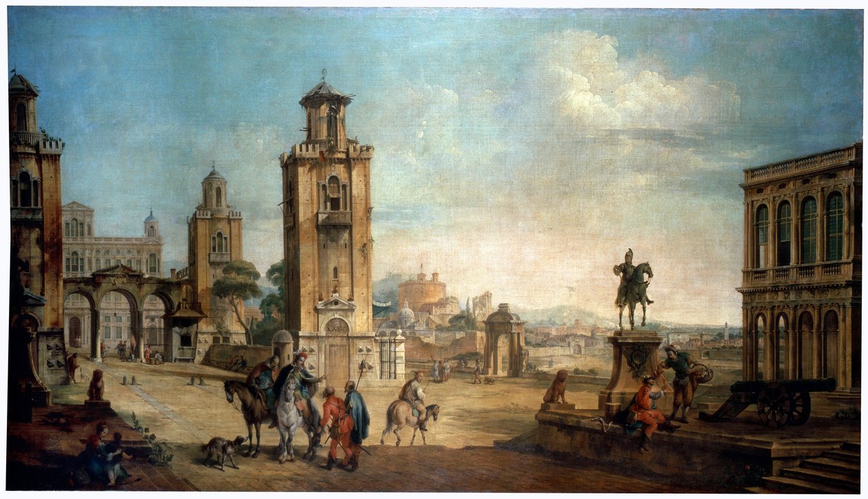 Kilátás egy városra, 18. század. alkotó: Francesco Battaglioli