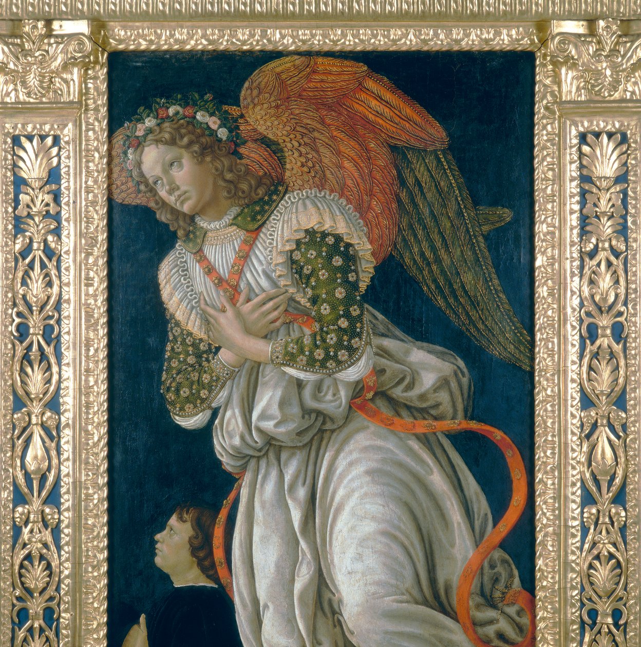 Angyal. A Szent Sebestyén Tabernákulum részlete alkotó: Francesco Botticini