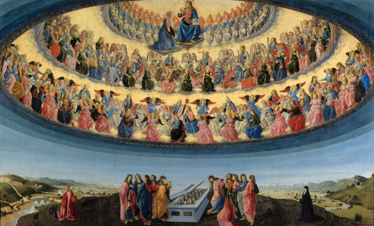 Szűz mennybemenetele, 1475 körül alkotó: Francesco Botticini