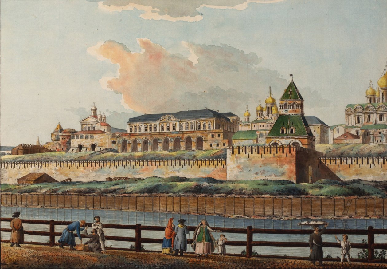 Kilátás a Téli Kreml-palotára a Moszkva folyó felől, 1780-as évek alkotó: Francesco Camporesi