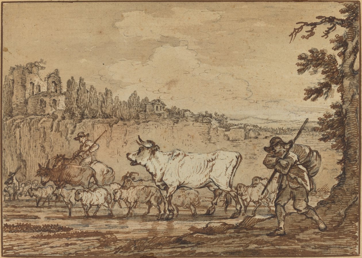 Herdsman Crossing a River   1221189   hu       hungarian Successfully Translated  Original: Vrouw met halve maan geflankeerd door faun blazend op hoorn en hurkende man Translat: Vrouw met halve maan geflankeerd door faun blazend op hoorn en hurkende man 13 alkotó: Francesco Casanova