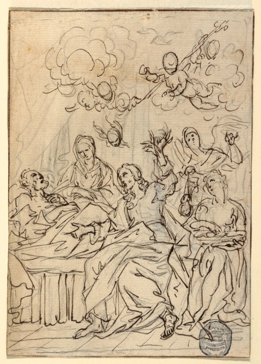 Rajz, Szent József halála, 1880 alkotó: Francesco Coghetti