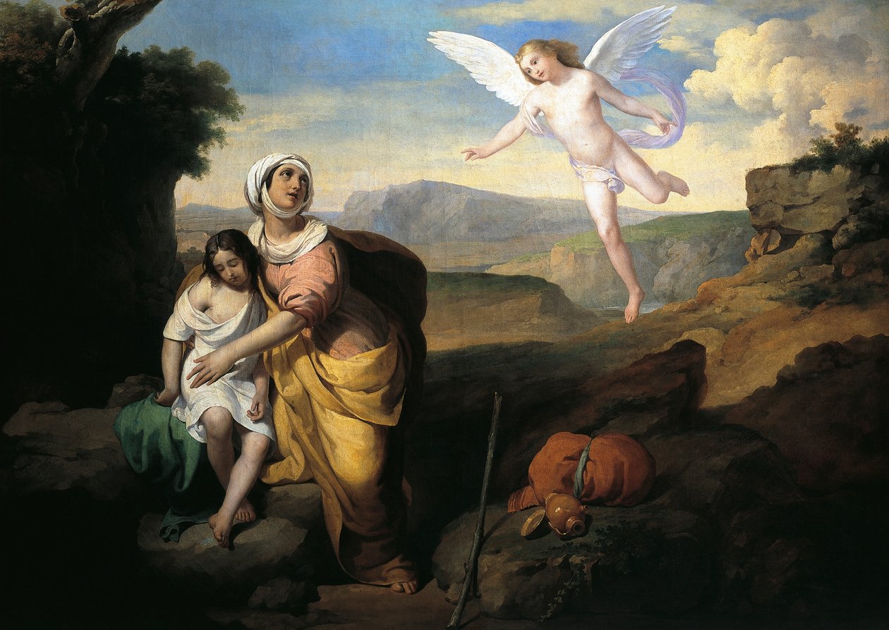 Hágár és Ismáel angyal látogatásában, 1846 körül, Francesco Coghetti (1804-1875), olaj, vászon, 96x132 cm alkotó: Francesco Coghetti