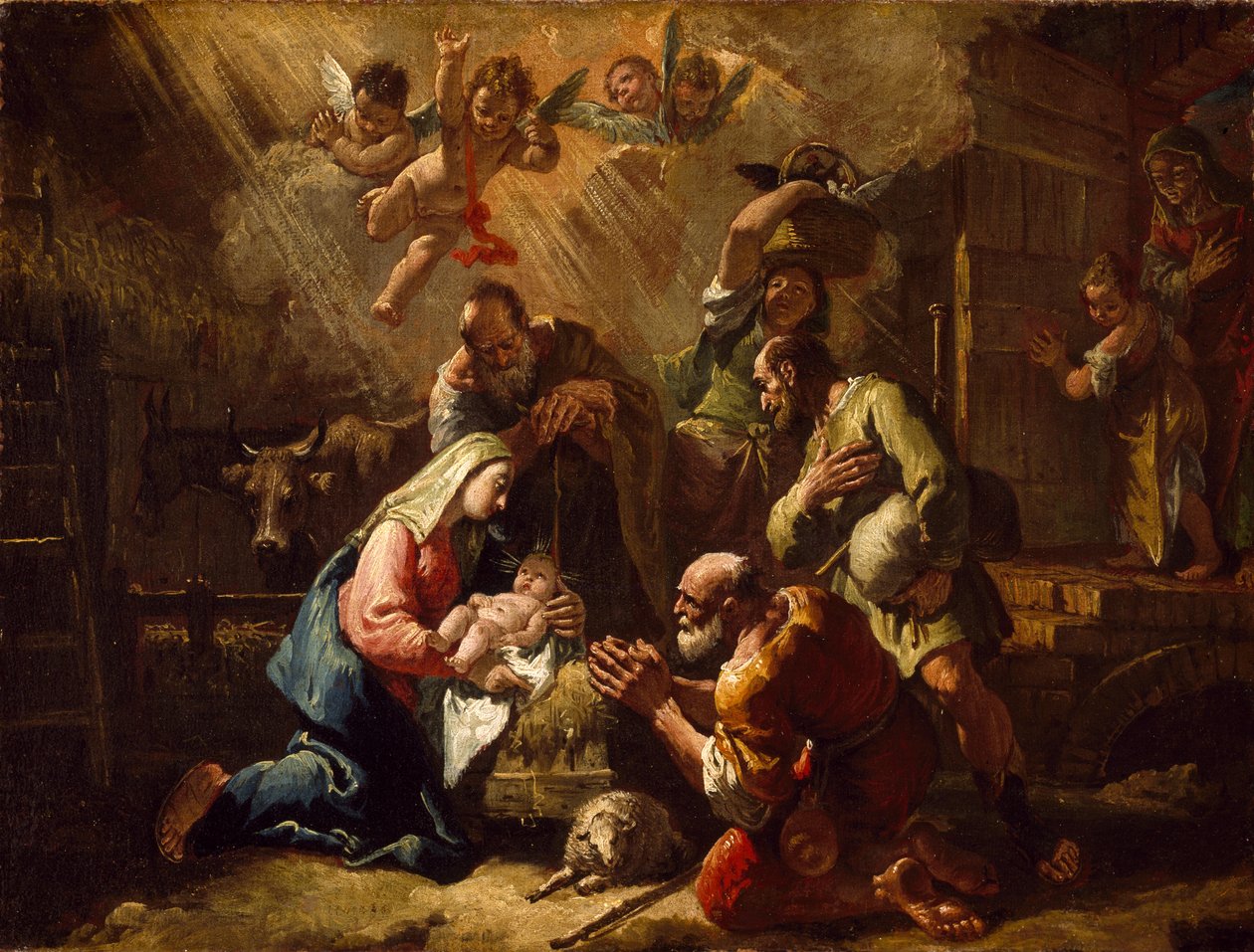 A Pásztorok imádása, 18. század közepe alkotó: Francesco Fontebasso
