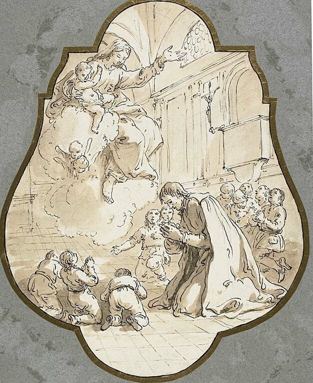 Szűz Mária megjelenése Szent Filippo Neri és tanítványai előtt alkotó: Francesco Fontebasso