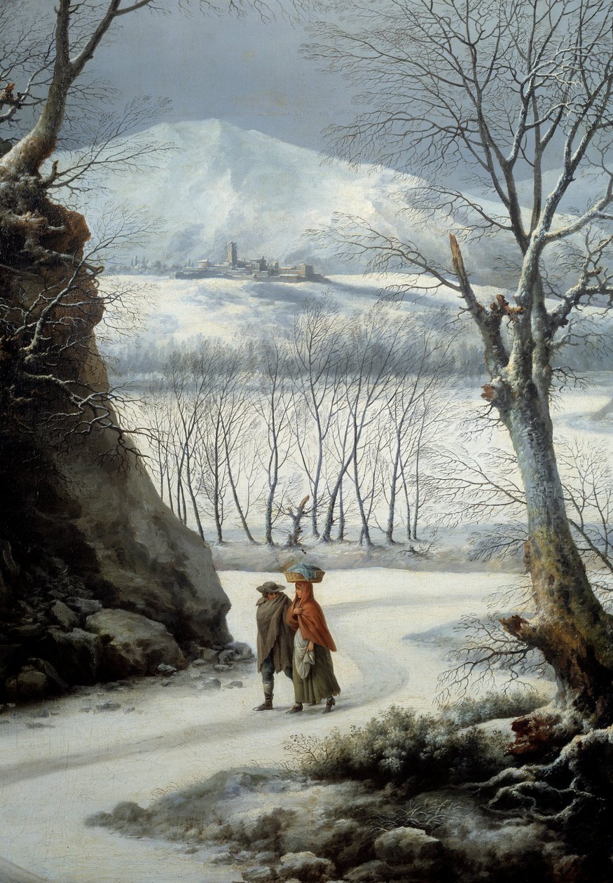 Pár az úton a tél közepén. Francesco Foschi festménye (? - 1805) alkotó: Francesco Foschi