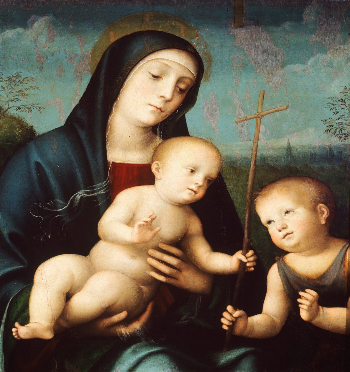 Madonna gyermekével és Keresztelő Szent Jánossal, Francesco Francia (1450-1517) alkotó: Francesco Francia