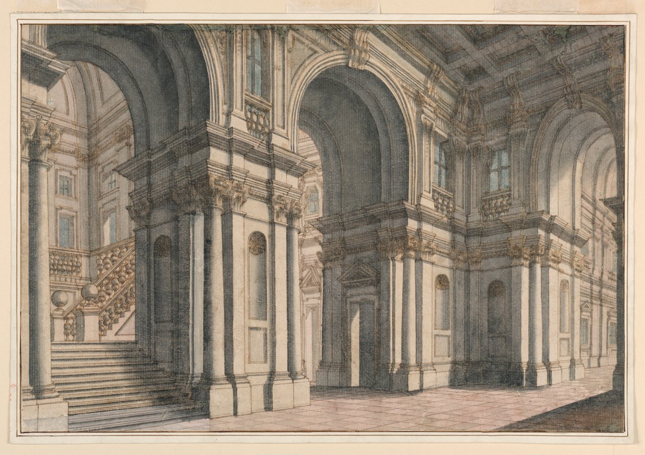 Rajz, színpadkép: 1700-1750 alkotó: Francesco Galli Bibiena