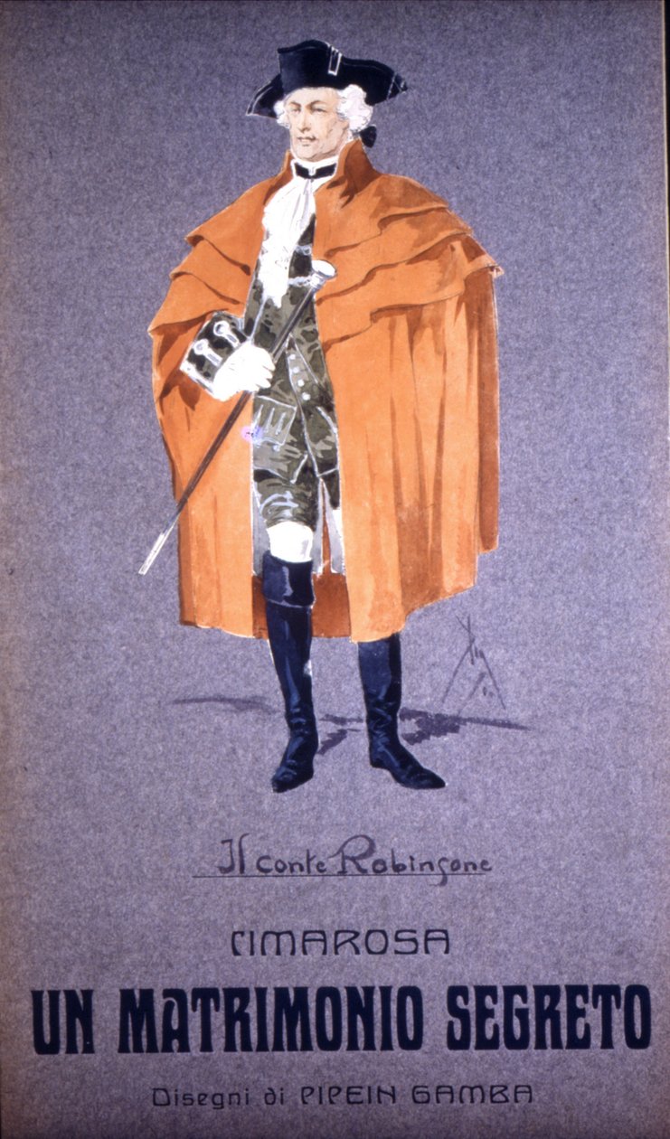 "" Robinson gróf "" karakter Domenico Cimarosa (1749 - 1801) "" Titkos házasság "" című művében. F. Gamba jelmeze - Milánói Scala alkotó: Francesco Gamba