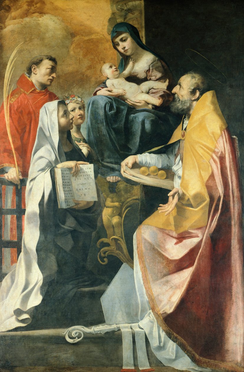 Madonna négy szenttel, Gian Francesco Gessi (1588-1649), 238x153 cm alkotó: Francesco Giovanni Gessi