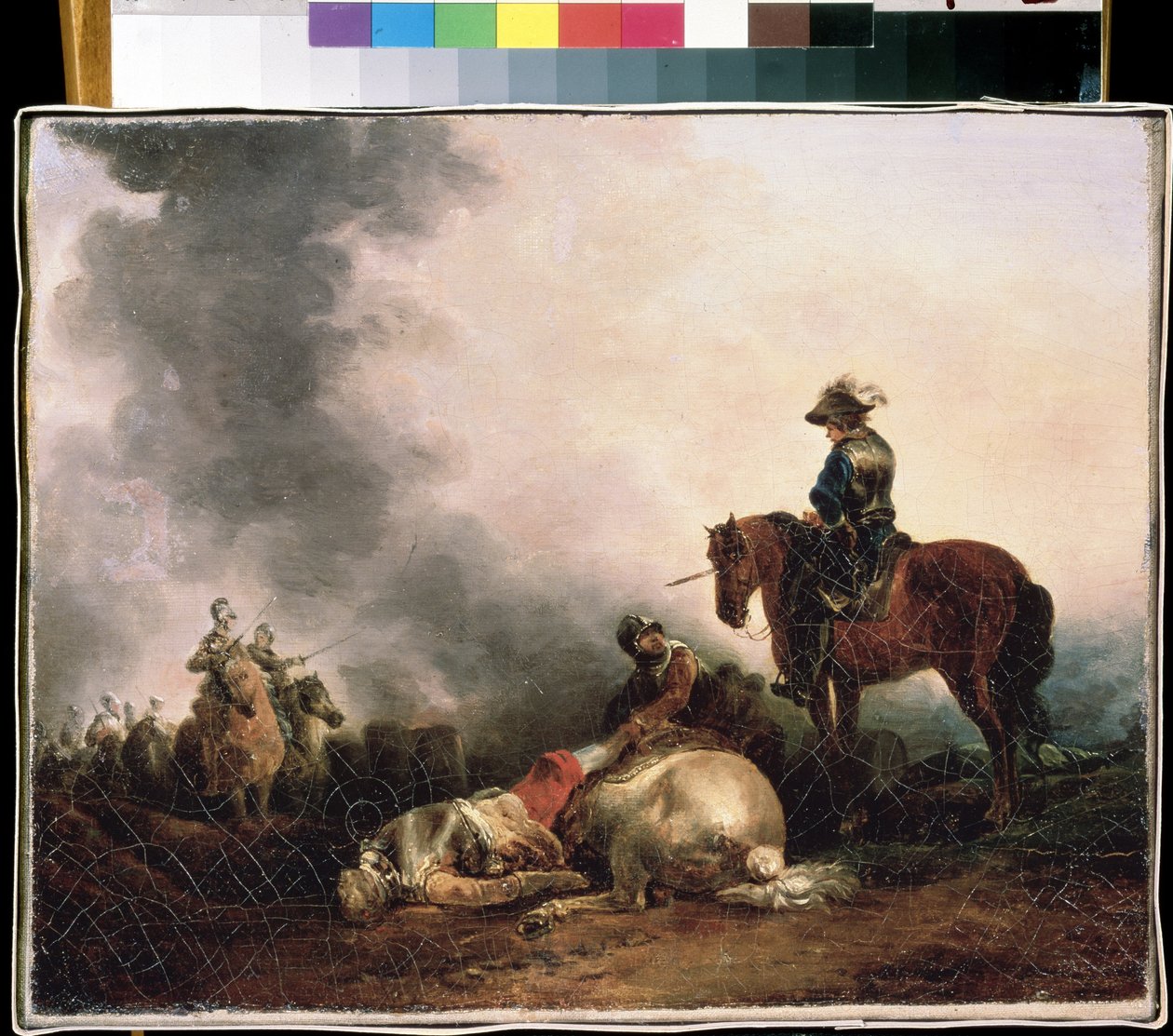 ""A csata után"" (A csata után) A háború allegóriája, egy harcos öl. Francesco Giuseppe Casanova (1727-1802) festménye: Mikhail Kroshitsky Művészeti Múzeum, Szevasztopol (Szevasztopol) Ukrajna alkotó: Francesco Giuseppe Casanova
