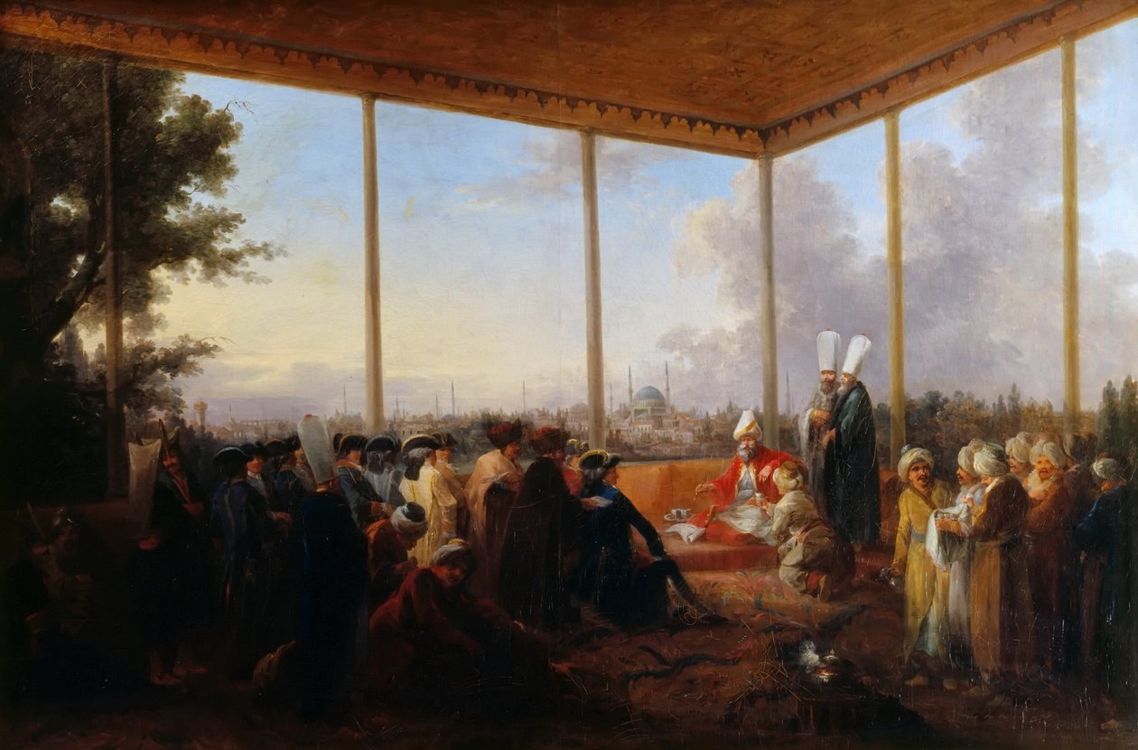 Aimali Carac nagyvezír tartott közönséget Konstantinápolyban, Francois-Emmanuel Guignard, Co. alkotó: Francesco Giuseppe Casanova