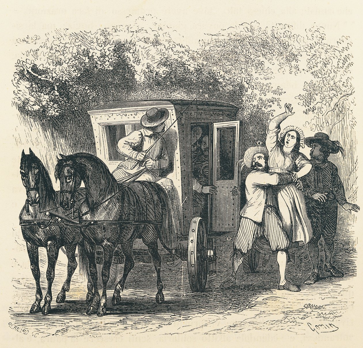 Lucy elrablása, Alessandro Manzoni (1785-1873) epizódja az Eljegyzésből, Francesco Gonin (1808-1889) illusztrációja az 1840-es kiadáshoz alkotó: Francesco Gonin