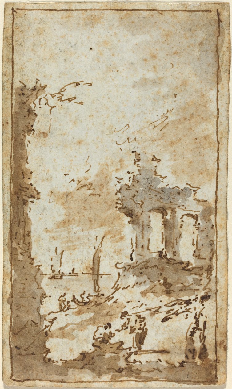 Romok Capriccioja a lagúnánál alkotó: Francesco Guardi