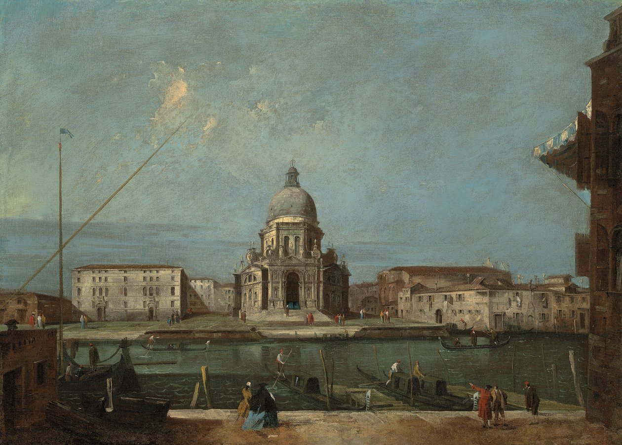 A velencei Nagycsatorna látképe a Santa Maria della Salute templommal alkotó: Francesco Guardi