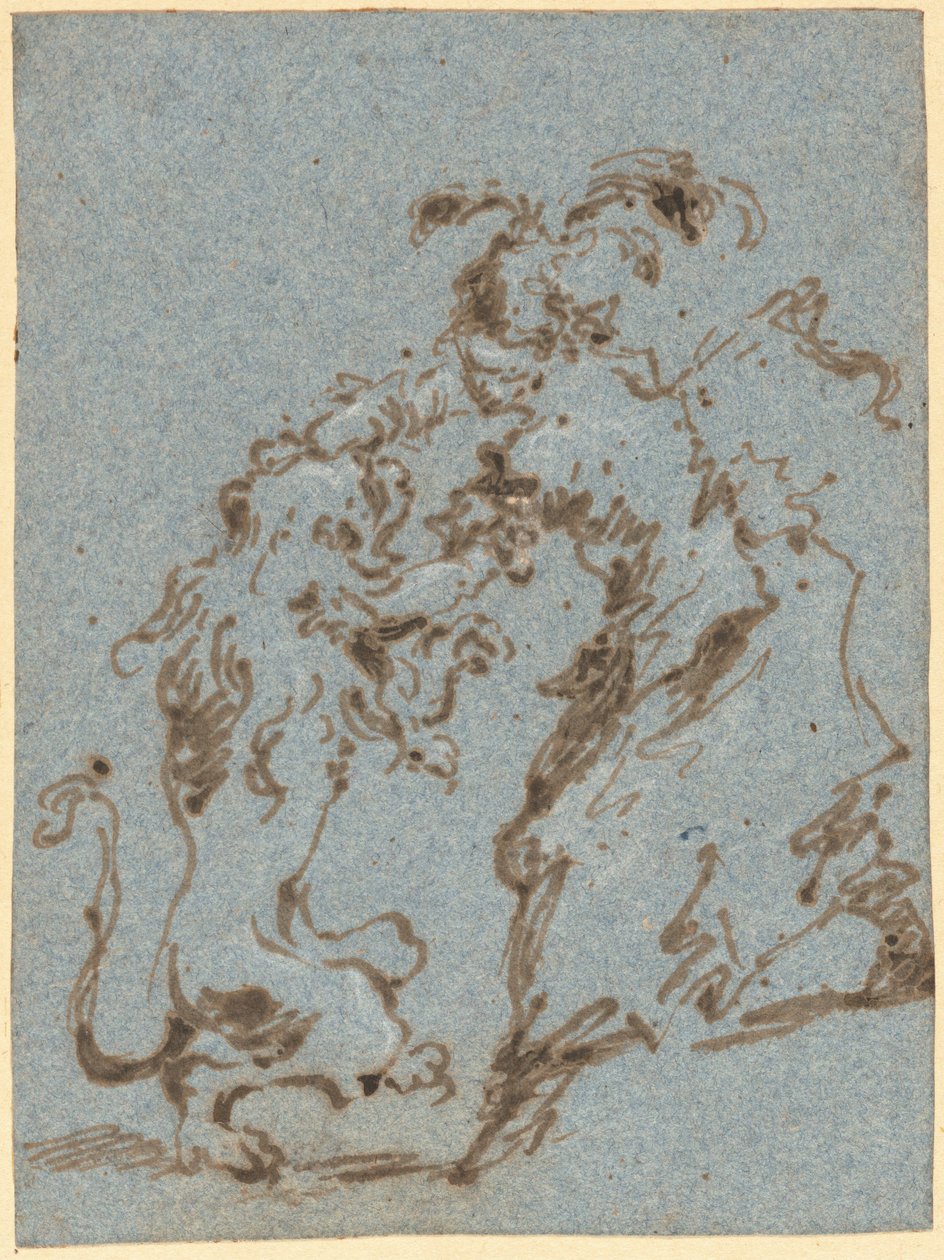 Egy elegánsan öltözött nő oroszlánnal küzd alkotó: Francesco Guardi