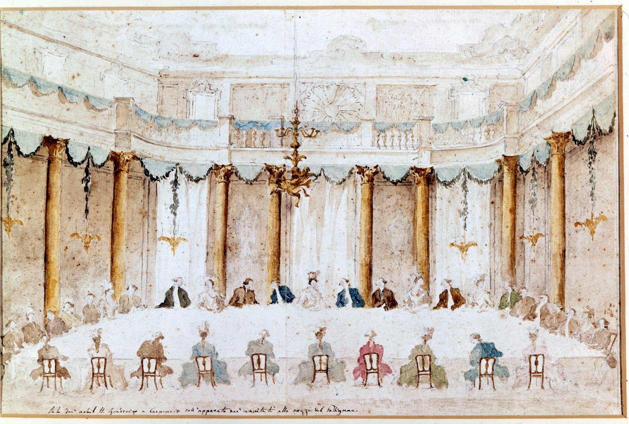 Bankett Polignac esküvőjére. Francesco Guardi (1712 - 1793) rajza. alkotó: Francesco Guardi