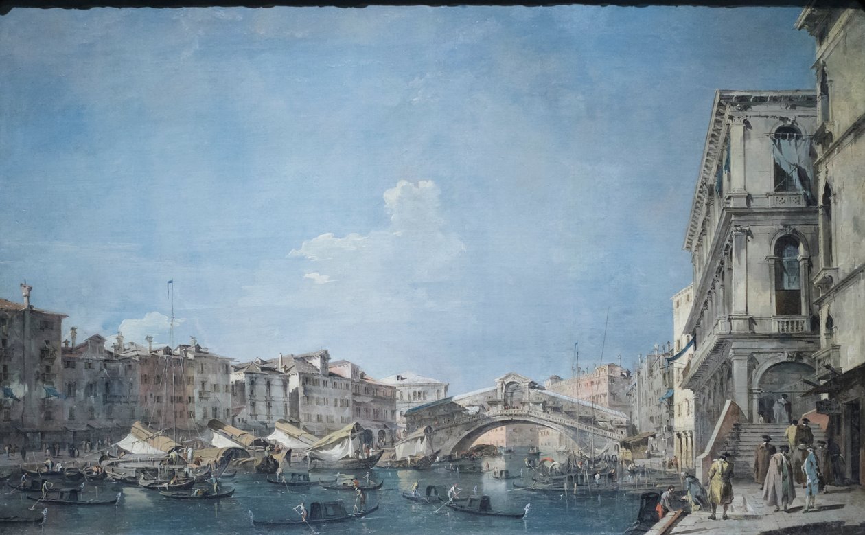 Canal grande a Rialto-hídnál, 1780-90 körül (olaj, vászon) alkotó: Francesco Guardi