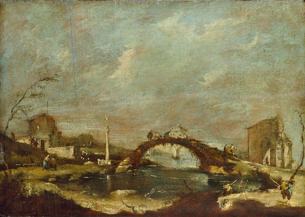 Capriccio-táj, 18. század közepe alkotó: Francesco Guardi
