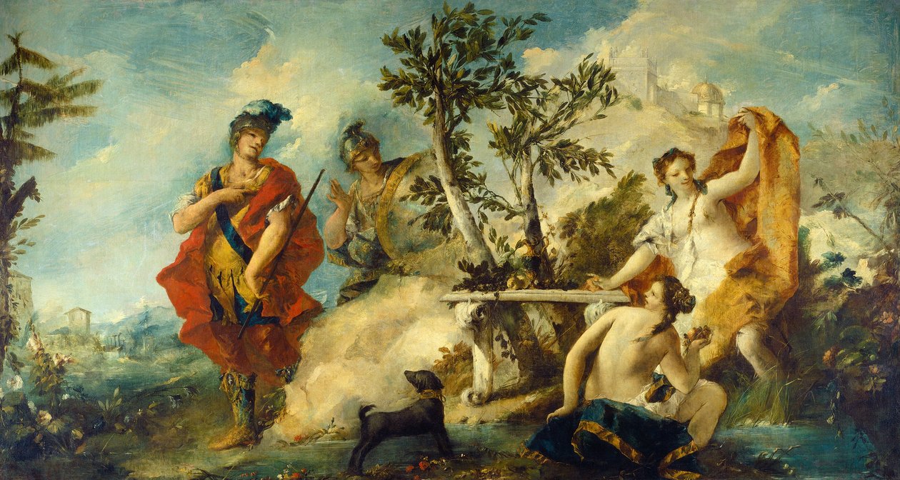 Carlo és Ubaldo, akik ellenállnak Armida nimfáinak varázsának, 17501755 alkotó: Francesco Guardi