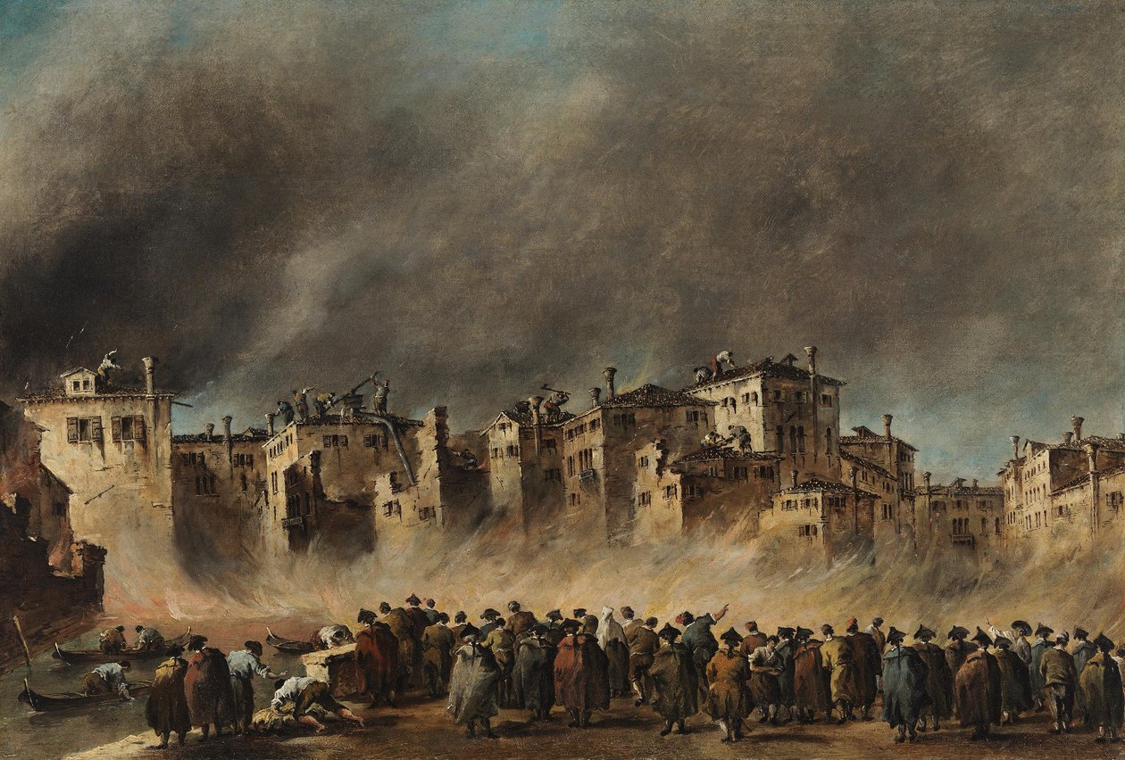 A tűzvész a San Marcuola negyedben alkotó: Francesco Guardi