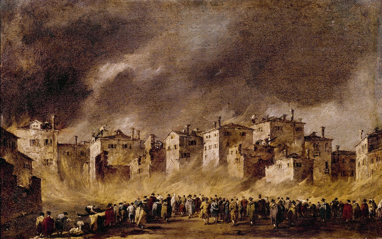Tűz a San Marcuola-i olajraktárban, 1790 alkotó: Francesco Guardi