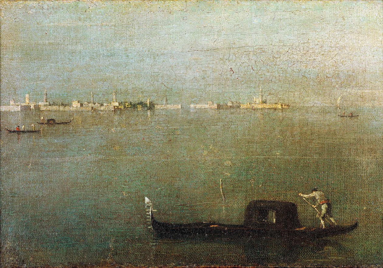 Gondola a lagúnán, Szürke Lagúna c. 1765 (olaj, vászon) alkotó: Francesco Guardi
